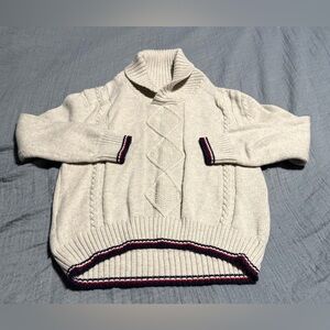 Tommy Hilfiger Boys Preppy Shawl Collar Beige Knitted Sweater Size 4